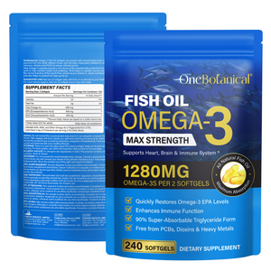 โอเมก้า 3 น้ำมันปลา 240 แคปซูล รสเลมอน น้ำมันปลาแบบซอฟเจล บรรจุ EPA DHA สำหรับผู้ชายและผู้หญิง ปราศจากการทดลองกับสัตว์ และปราศจาก GMO - Product Image 1