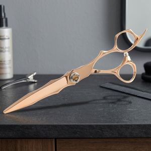 Ciseaux de coiffure professionnels CNC Premium Rose Gold, acier japonais VG10 Cobalt, manche en acier. - Product Image 3