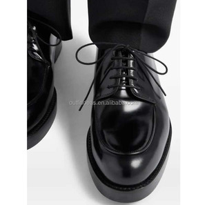 Scarpe <span class=keywords><strong>Derby</strong></span> Unisex in Vera Pelle con Lacci, Tacco Basso, in Pelle di Vitello, per Uomo e <span class=keywords><strong>Donna</strong></span>, Colore Nero - Product Image 5
