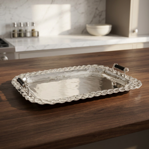 Rectangle Metal Serving Tray Polished Glam Design Durable Solid Pattern Party <b>Dinnerware</b> Type - Product Image 4