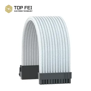 Premium 18AWG White Weave Power Supply Cable Kit 30cm Mod Extension For Enhanced Connections