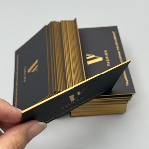 Customized Black Business <b>Cards</b> Gold Foil Edging <b>Embossed</b> Logo Intaglio Printing Hot Stamping Process Free Design Cardboard - Product Image 1