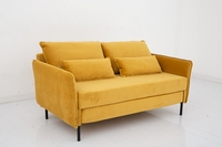 Sofá Cama de Terciopelo Amarillo Dorado Moderno de Alta Calidad Nisco, Plegable y Extensible, Apto para Salas de Estar y Apartamentos
