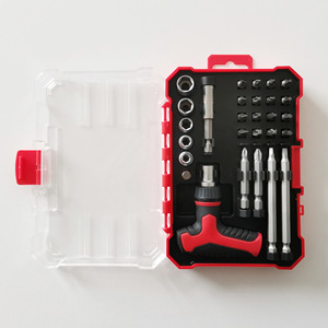 T-Type Ratchet Screwdriver Set 28-Piece 1/4 In Alloy Steel Hand <b>Tool</b> <b>Kit</b> For Home Use - Product Image 3