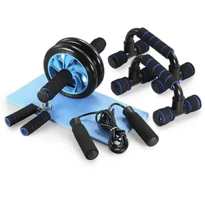 5 Perut Roda Roller Kit dengan Push-UP Bar Tangan Griper Lompat Tali dan Lutut Pad Portable Home Peralatan Olahraga