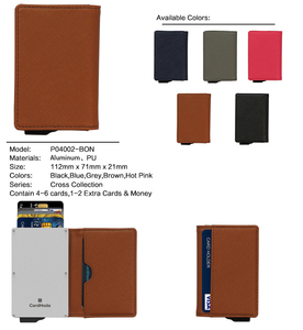 PU Anti-Theft Open Business Credit Card Holder <b>Wallet</b> Nylon Lining Short Length Pop-Up Design <b>RFID</b> Blocking Large Capacity - Product Image 3