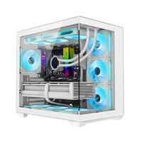 AntarcChill OEM White Pc Gaming Case ATX MATX ITX Mid Tower Computer Cases Chassis Pc Case with Tempered Glass Side Panel