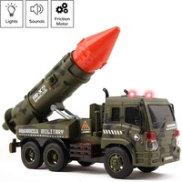 Camion lance-missiles militaire jouet pour enfants avec effets lumineux et sonores, fonction de recul et propulsion par friction 1:16