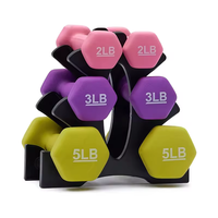 Petit ensemble d'haltères hexagonaux en néoprène de couleur rose avec logo personnalisé équipement de fitness populaire de longue durée pour la salle de sport à domicile