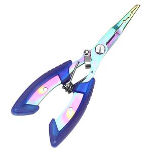 Pince de pêche en titane coloré, acier inoxydable, pointe courbée, coupe-ligne durable, poignée bleue - Product Image 2