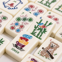 Fichas de Mahjong Acrílicas Americanas Personalizadas, Diseño de Jardín Oriental, Estilo Clásico, OEM, ODM, Marca Privada, con Bolsa de Transporte, para Venta al Por Mayor