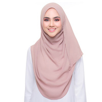 Foulard en Géorgette Uni de 70*180cm en Gros, Chiffon Lourd Épais à Bulles, Hijab Musulman Borong Tudung pour Femmes