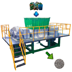 เครื่องย่อยขยะมูลฝอยแบบสองเพลา สายการผลิตรีไซเคิลยางรถยนต์อุตสาหกรรม เครื่องบดพลาสติกไฮดรอลิก - Product Image 1