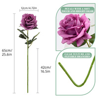 Prix de gros Roses artificielles réalistes 65 cm en soie, différentes couleurs, mariage, Noël, fête des mères, Saint-Valentin, remise de diplôme