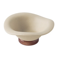 Bol à pied à bord évasé avec base en bois d'acacia 70ml 200ml, plat à noix et snacks en grès, coupe à fruits, décoration de table à thé Japandi