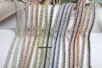Cadena de diamante de agua chapada en AB de plata multicolor, garra de 3 filas, ropa personalizable, cadenas de copa de cristal, Material de diamantes de imitación de cristal