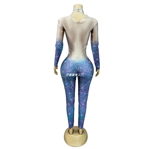 Combinaison en Spandex/Nylon à Motif d'Écailles de Poisson avec Strass Brillants, Nouvelle Collection, pour Femmes, Danse du Ventre, Spectacle, Tenue de Mode, Chanteuse - Product Image 3