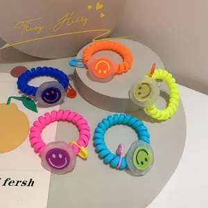 Tracy & Herry 2022 Neueste Mädchen Haarschmuck Süße Fluoreszenz farbe Lächelndes Gesicht Haars pulen Pferdes chwanz Elastische Haar gummis