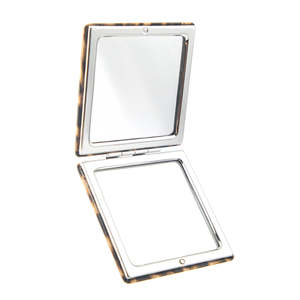 Leopard Print <b>Square</b> Compact <b>Mirror</b> 72x72mm Double-Sided Folding Makeup <b>Mirror</b> With 2X Magnification Portable Pocket <b>Mirror</b> - Product Image 4