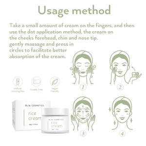 Crème éclaircissante au riz en marque propre 50 ml, raffermit la peau, lisse la peau, atténue les <span class=keywords><strong>rides</strong></span>, réduit les ridules, crème pour le visage au riz - Product Image 6