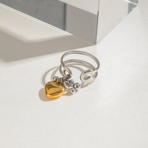 Stainless Steel <b>Ring</b> Heart Shape <b>Adjustable</b> Openwork Design Unisex Jewelry Gift - Product Image 3