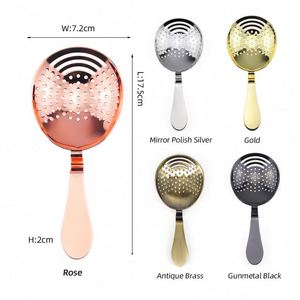 Wholesale Antique Gold Julep Strainer SS304 Stainless Steel <b>Bar</b> <b>Tool</b> Bartender Cocktail Spoon for Mixing Glass and Shaker - Product Image 2