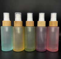 Récipient cosmétique de maquillage en verre dépoli écologique Bouteille rechargeable vide naturelle de luxe avec pompe en bambou