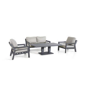 Ensemble de salon de jardin en aluminium 8 places, table relevable thermolaquée pour repas en extérieur et conversation en jardin - Product Image 4