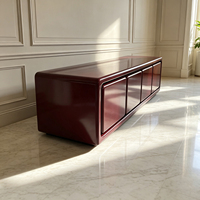 Buffet en contreplaqué laqué brillant avec console basse incurvée peinte, 4 portes, meuble de rangement pour salon