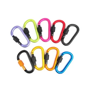 Outdoor EDC Portable Bold 8CM D-shaped Carabiner with Lock Fast Hanging Nut Buckle Hanging Buckle Aluminum Backpack Buckle