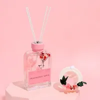 Vente en gros Coffret cadeau aromathérapie 200ml Flacon diffuseur à roseaux Cadeau d'anniversaire Saint Valentin 30g Set diffuseur à roseaux en flocon de cire