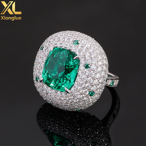 Luxury Unisex Full Moissanite Diamond Hip Hop <b>Rings</b> 10K Gold 18K Gold Plated <b>Emerald</b> <b>Man</b> Made Diamond <b>Ring</b> - Product Image 5