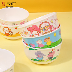 Wuhe Childrens Bowl Cartoon Pattern Round Anti Scalding Baby Food Bowl Household Kids Tableware 0 12 Months - Product Image 2