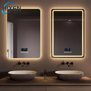 HIXEN novo design iluminado tela de toque de parede retângulo inteligente/redondo/redondo espelho LED
