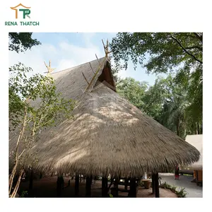 Fire resistant plastic straw thatch roof umbrella artificial palm reed thatch roof materials