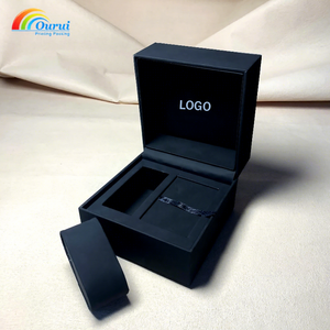 Factory Direct Custom Classic <b>Black</b> Leather Watch <b>Box</b> For man ,Wholesale Luxury Watch Gift <b>Box</b> with Card Holder for Single Watch - Product Image 5