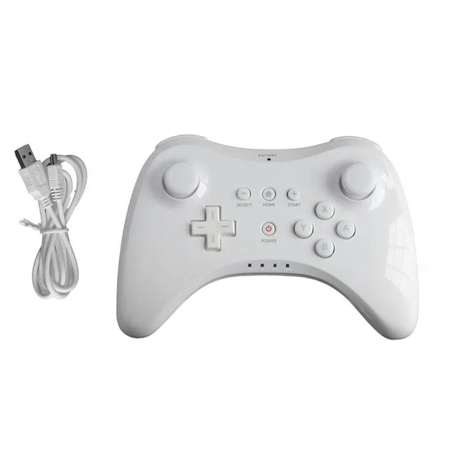 Wireless Classic Pro Controller Joystick Gamepad with Vibration Motor for Wii U Pro with USB Cable and Wireless BT