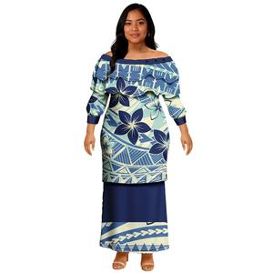 Taglie forti polinesiano Samoan tribale festa serale Puletasi <span class=keywords><strong>2</strong></span> pezzi Set isola ultimo stile due pezzi abiti Puletasi - Product Image 1