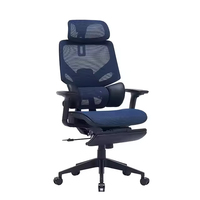 Chaise de bureau de direction moderne de luxe 2026, dossier haut en maille, ergonomique avec soutien lombaire, repose-pieds réglable en hauteur