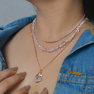 Collana di Perline in Cristallo Naturale Grezzo per Donne, Gioiello Vintage Retrò Multistrato - Product Image 6