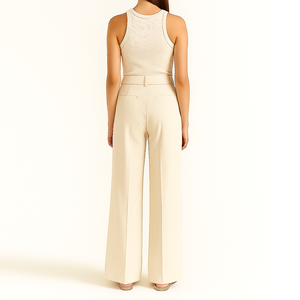 <span class=keywords><strong>Pantalon</strong></span> <span class=keywords><strong>de</strong></span> tailleur à jambes larges pour femmes <span class=keywords><strong>Pantalon</strong></span> ample à <span class=keywords><strong>la</strong></span> mode personnalisé <span class=keywords><strong>Pantalon</strong></span> droit plissé élastique pour femmes - Product Image 3