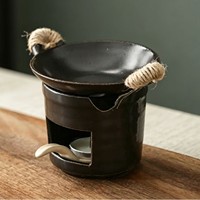 Brûleur d'arômes artisanal en grès résistant à la chaleur, enveloppé de jute, protection anti-déformation, pièce de décoration vintage pour la maison