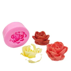 Bán Hot Flower Bloom Rose Shape 3d Silicone Xà Phòng Khuôn Nhựa Rose Nến Khuôn Cho Trang Trí Bánh Sô Cô La Handmade