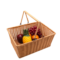 Panier de rangement en rotin tissé à la main de haute qualité et durable avec poignées, en matériau PP, multifonctionnel pour le rangement des aliments et des vêtements