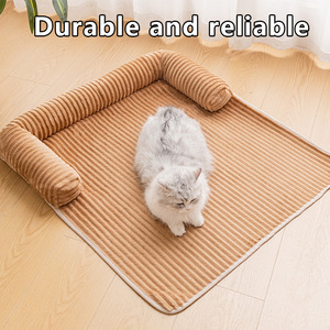 Warm Fleece Pet <b>Sofa</b> Cushion Rectangle Dog <b>Bed</b> Winter Warm Waterproof Pet Mat Four Seasons Use Hand Wash Polyester Fiber Fill - Product Image 3
