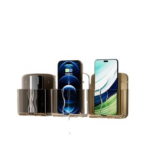 Boîte de rangement murale transparente en plastique sans perçage pour télécommande de téléviseur, téléphone portable, chargeur de téléphone portable et climatiseur - Product Image 1