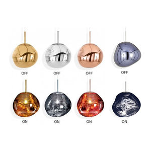 Lampada a sospensione artistica in vetro organico fuso per bancone Bar cucina isola rossa in PVC con finitura cromata corpo in plastica - Product Image 4