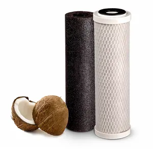 범용 10x2.5 인치 코코넛 쉘 워터 필터 카트리지 활성탄 블록 CTO 5 마이크론 필터 가정용 호텔 사용