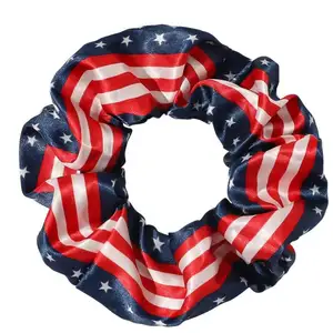 Low Price Fashion Sausage Hair Rubber Band Satin Scrunchies Flag Hair Rope Tie Women Jewelry Wholesale