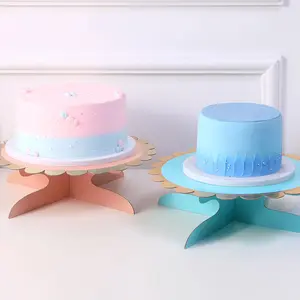 Venda quente 3 Cores 1 Tier Papelão Sobremesa Cupcake Tower Round Cake Stands Set Birthday Wedding Display